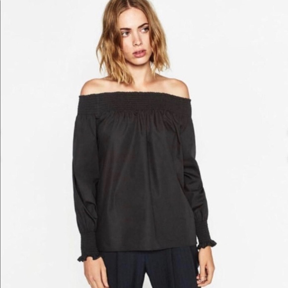 Zara Off Shoulder Stylish Black Top - Picture 4 of 4